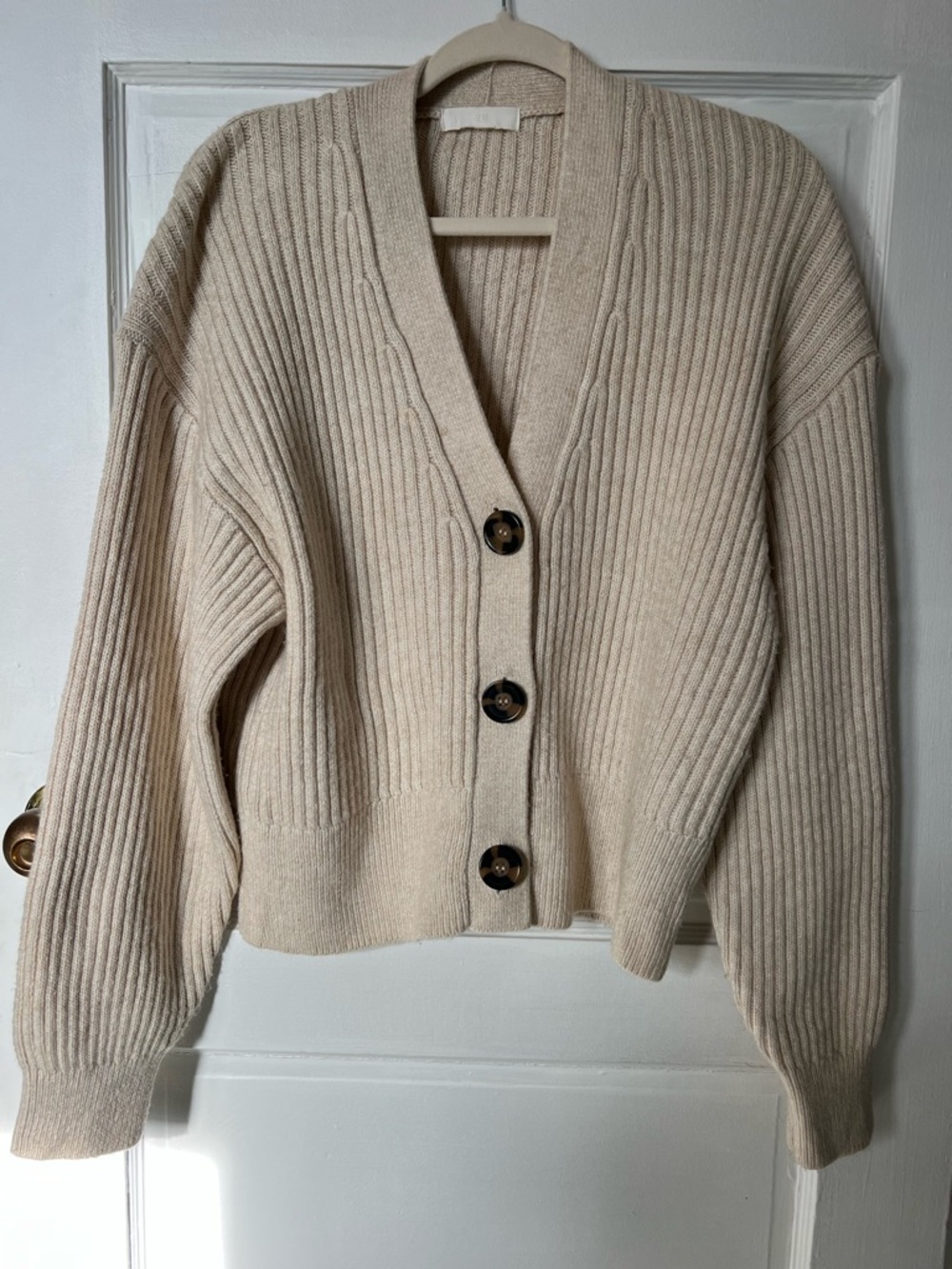 Women's Ribbed Knit Button-Front Cardigan Sweater